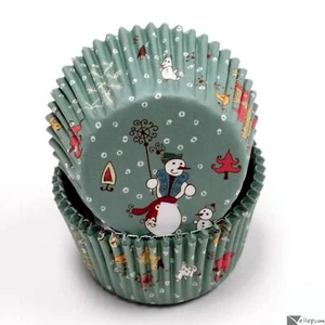 Fancy Festive Christmas Snowman Standard Paper Cupcake Liners, 50 CT, Teal - Picture 1 of 1