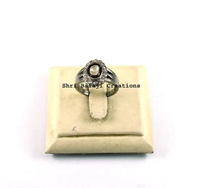 Ring Natural Rosecut Diamond Uncut Diamond Polki Pave 925 Sterling Silver Ring - Picture 1 of 3
