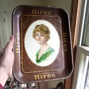 SELTEN ANFANG 1900 HIRES ROOT BEER WERBUNG BLECH TABLETT SIGNIERT HASKELL SARG - Bild 1 von 7