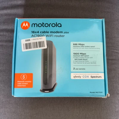 Motorola AC1900 Cable Gateway Mesh Compatible Modem - Black (MG7550-10) - Image 1 of 2