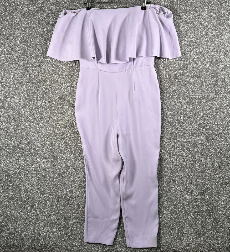 Mint Velvet Jumpsuit Womens UK 12 Purple Straight Cropped Leg Zip Back Party - Image 1 of 4