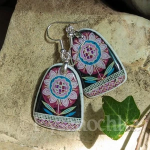 Pysanka earrings. Ostrich Shell. Easter egg style. Pysanky Hand Made by Halyna - Picture 1 of 6