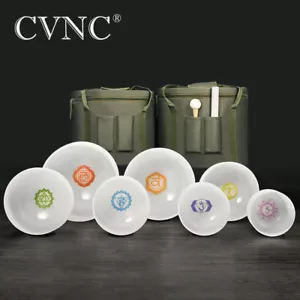 CVNC 432Hz 6-12" 7Pcs Perfect Pitch Chakra Crystal Singing Bowl Set W/ Bags Yoga - Picture 1 of 9