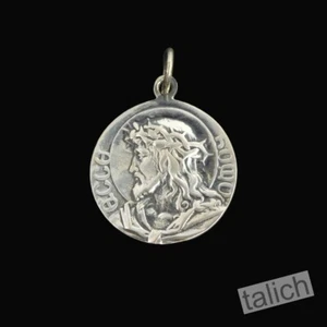Solid 925 Sterling Silver Jesus Christ Virgin Mary Double Sided Amulet Pendant - Picture 1 of 10