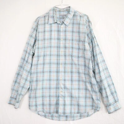 Martin Gordon Shirt Mens Large Casual Pocket Button Up Blue Plaid Long Sleeve - Image 1 of 4