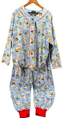 Vtg Looney Tunes Women L 2 Piece Pajama Set Flannel Jogger Pant Tweety Bird - Image 1 of 4