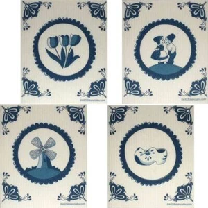 Swedish Dishcloths Dutch Designs Set of 4 cloths (one of each design) Eco Frien - Picture 1 of 9