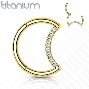 Piercing Ring Clicker Aus Titan Golden Mond Besetzt Mit Strasssteine - Bild 1 von 1