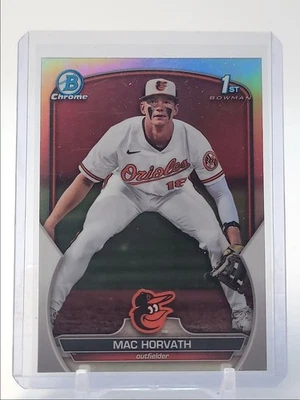 MAC HORVATH 2023 BOWMAN CHROME DRAFT 1ST REFRACTOR ORIOLES Q0333 - Image 1 of 2