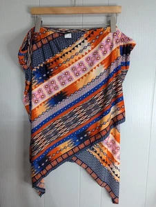 Venus 3X Multicolor wrap look front elastic waist pull on skirt - Picture 1 of 7