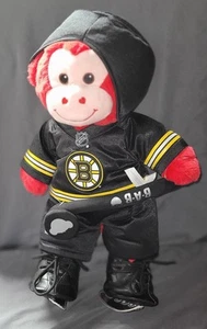 Build A Bear Red Monkey Plush Boston Bruins Outfit Skates Stick Puck Hat Shirt  - Picture 1 of 11