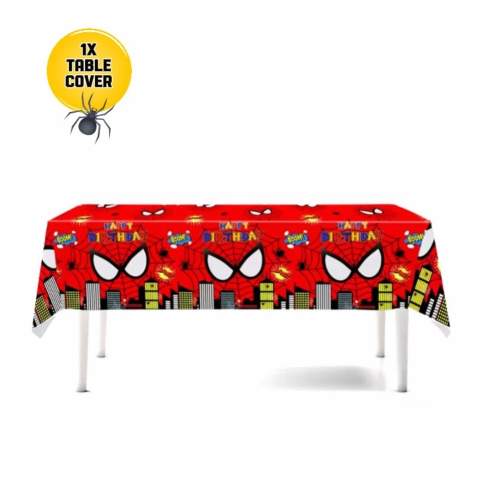 Spiderman Table Cover Kid Birthday Party Supplies Balloons tableware decoration