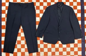 EUC Pronto Uomo Platinum Suit 46S Short Jacket 38 Waist Pants Navy 100% Wool - Picture 1 of 12
