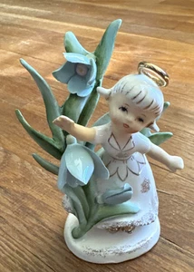 Figura de ángel de cumpleaños de enero Lefton #985 de colección firmada Geo Z - Imagen 1 de 9