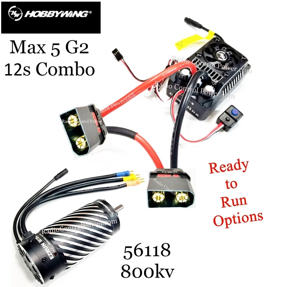 RCP-RTR Hobbywing EZRUN Max 5 G2 ESC & 56118 800kv G2 12s Motor Combo RTR Option - Image 1 of 4