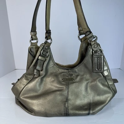 Coach Y2K Madison Metallic Silver Leather 3 Compartments Hobo Shoulder Bag - Image 1 of 4