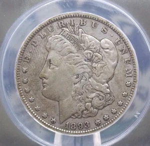 1893 "P" Morgan SILVER Dollar $1 ANACS EF40 XF Details #467 Extra Fine ECC&C Inc - Picture 1 of 6