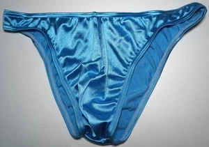 NEW MEN'S SATIN BODYBUILDER POWDER BLUE POSING BRIEF Muscle LARGE - Picture 1 of 6
