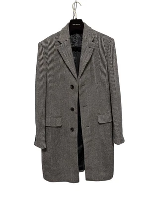 Indochino Newbury Coat Mens 46 Gray Herringbone Wool Blend Long Overcoat Jacket - Image 1 of 4