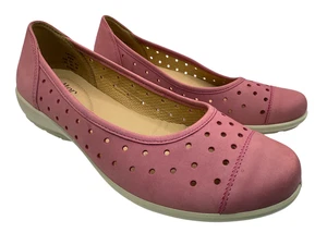 Hotter Livvy Flat Shoes Slip On Pink Leather UK 6.5 EU 40 EXF Extra Wide Fit - Picture 1 of 20
