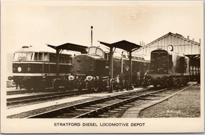 LONDON, England Real Photo RPPC Postcard "STRATFORD DIESEL LOCOMOTIVE DEPOT" - Picture 1 of 2