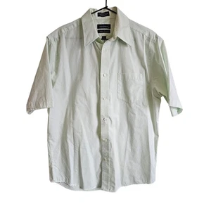 Vintage Statements Mens Sz 15 1/2 short Sleeve Button Up Shirt Broadcloth Green - Picture 1 of 3