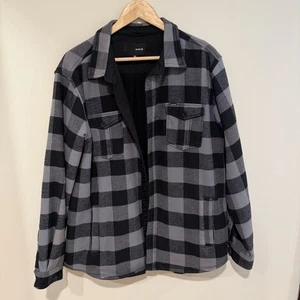 Hurley Men's Plaid Flannel Jacket Warm Size XL Button Up Pockets Shacket - Picture 1 of 16