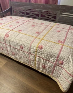 Pottery Barn Kids Quilt+ 2 Shams Pink Daisy 86"x68" Twin Cottagecore 100% Cotton - Picture 1 of 14