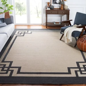 Four Seasons Collection 8' x 10' Ivory/Charcoal FRS461T Hand-Hooked Greek Key... - Picture 1 of 7