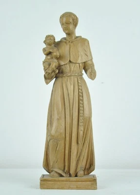 Hl. Antonius. um 1800,  30 cm hoch, 10 cm breit, Jesuskind Mönch holzgeschnitzt - Bild 1 von 4