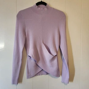 Cue Lilac Long Sleeve X Front Knit Jumper Slim Sz L - Picture 1 of 15