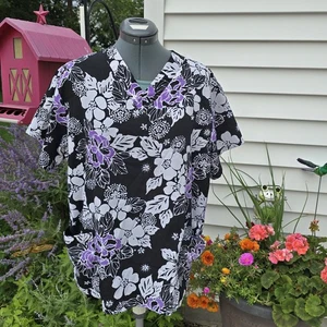 Silky Scubs Damen Schwarz mit Lila Weiß Blumen Top 44 Brustumfang - Bild 1 von 11
