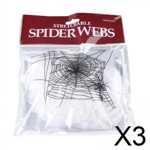 3x Halloween Spinnennetz für Die Außendekoration mit Dehnbaren Spinnweben - Bild 1 von 7