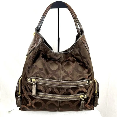 Coach Cambridge Op Art Handbag Tote XL Brown Satchel Y2K LTD Edition Authentic - Image 1 of 4