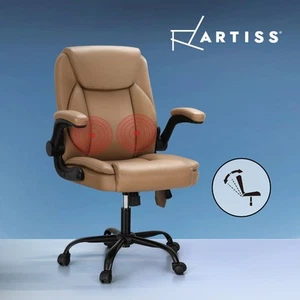 Artiss Massage Office Chair 2 Point Computer Gaming Chairs PU Leather Brown - Picture 1 of 8