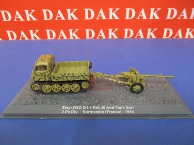 Die cast 1/72 Modellino Trattore Steyr RSO 0/1 + Pak 40 Anti-Tank Gun 2 Pz. Div. - Immagine 1 di 4