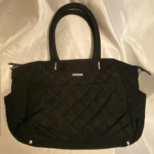 STORKSAK Bobby Black Quilted Diaper Tote Bag 19x13x5 - Picture 1 of 14