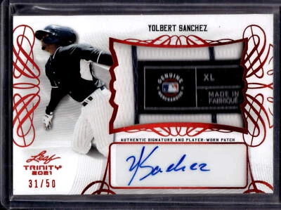 2021 Leaf Trinity #PA-YS1 Yolbert Sanchez Patch Autographs Red #/50 - Image 1 of 2
