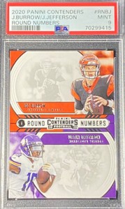 Joe Burrow Justin Jefferson Rookie 2020 Panini Contenders Round Numbers RC PSA 9