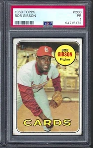 1969 Topps # 200 Bob Gibson Cardinals HOF PSA 1 - Foto 1 di 1