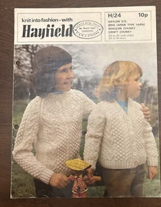 GIRLS BOYS KIDS ARAN JUMPERS CARDIGANS 20”-30” VTG CABLE KNITTING PATTERN 24 - Picture 1 of 2