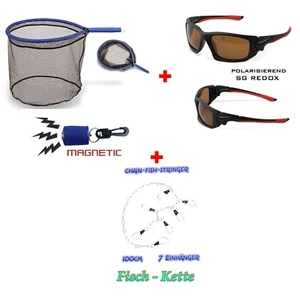 Fischkette  mit 7 Einhänger + Inshore Floating Kescher + Polarisationsbrille - Bild 1 von 4