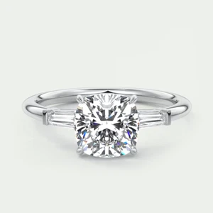 Ehering Diamant Lab Grown Kissen 2,30 Karat IGI zertifiziert 14k Weißgold - Bild 1 von 13