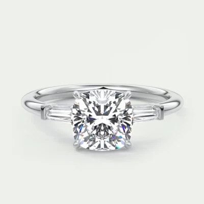 14k  Gold Diamond Ring Lab Grown Cushion 2.30 Carat IGI Certified White Size 5 6 - Image 1 of 4