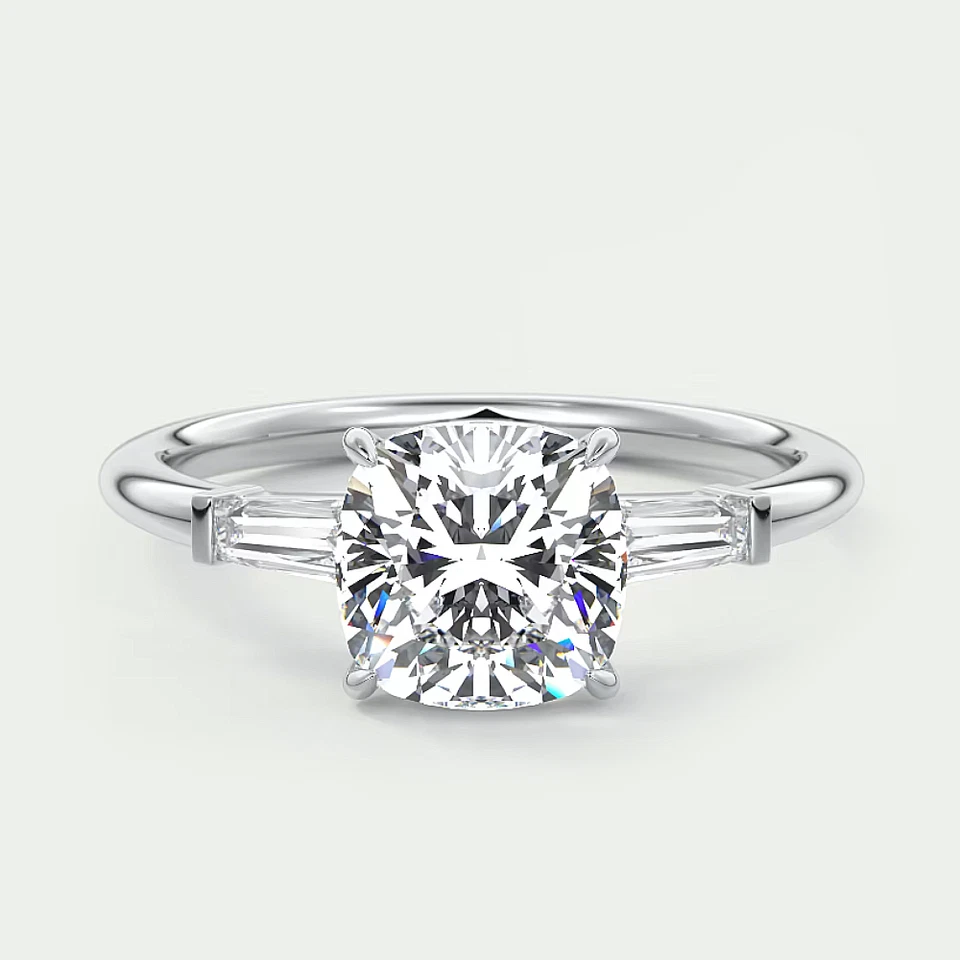 14k  Gold Diamond Ring Lab Grown Cushion 2.30 Carat IGI Certified White Size 5 6 - Image 1 of 4