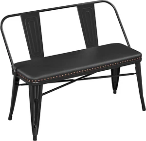 Dining Bench Farmhouse Bench Metal Dining Bench Upholstered Dining Room Bench wi - Picture 1 of 10