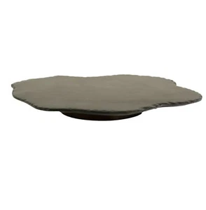 Black Natural Stone Rustic Edge Lazy Susan Kitchen Turntable Rotating Tray - Picture 1 of 7