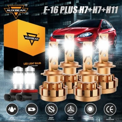 For BMW 328i 325xi 330xi 2002-2006 AUXBEAM LED Headlight High Low Beam Fog Bulbs - Image 1 of 4