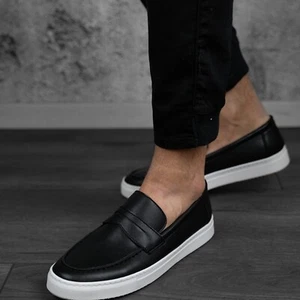 Herren Hochzeit Sailing Yachting Fashion Schuhe Scwarz Mokassins Slipper Loafer - Picture 1 of 4