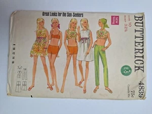 Butterick 4839 Hippie Swimsuit Cover Up Crop Top Hipster Shorts  SZ 10 Pattern - Picture 1 of 3